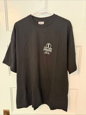 Hanes Black Short-Sleeve Tee with Small White Chest Logo
